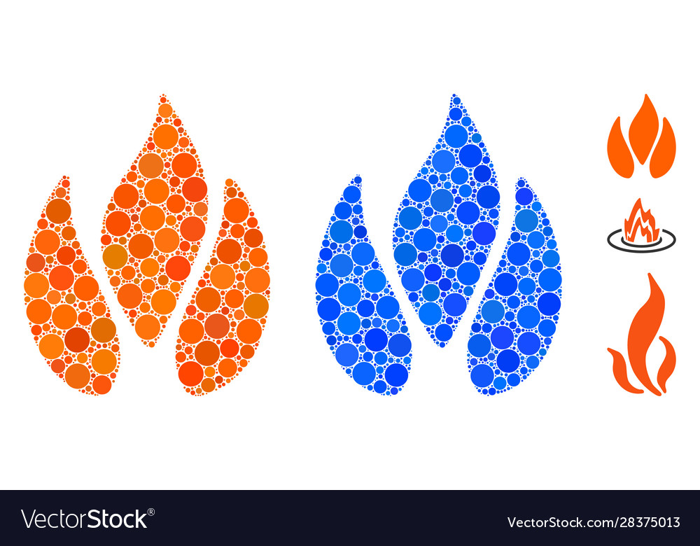 Fire mosaic icon circle dots