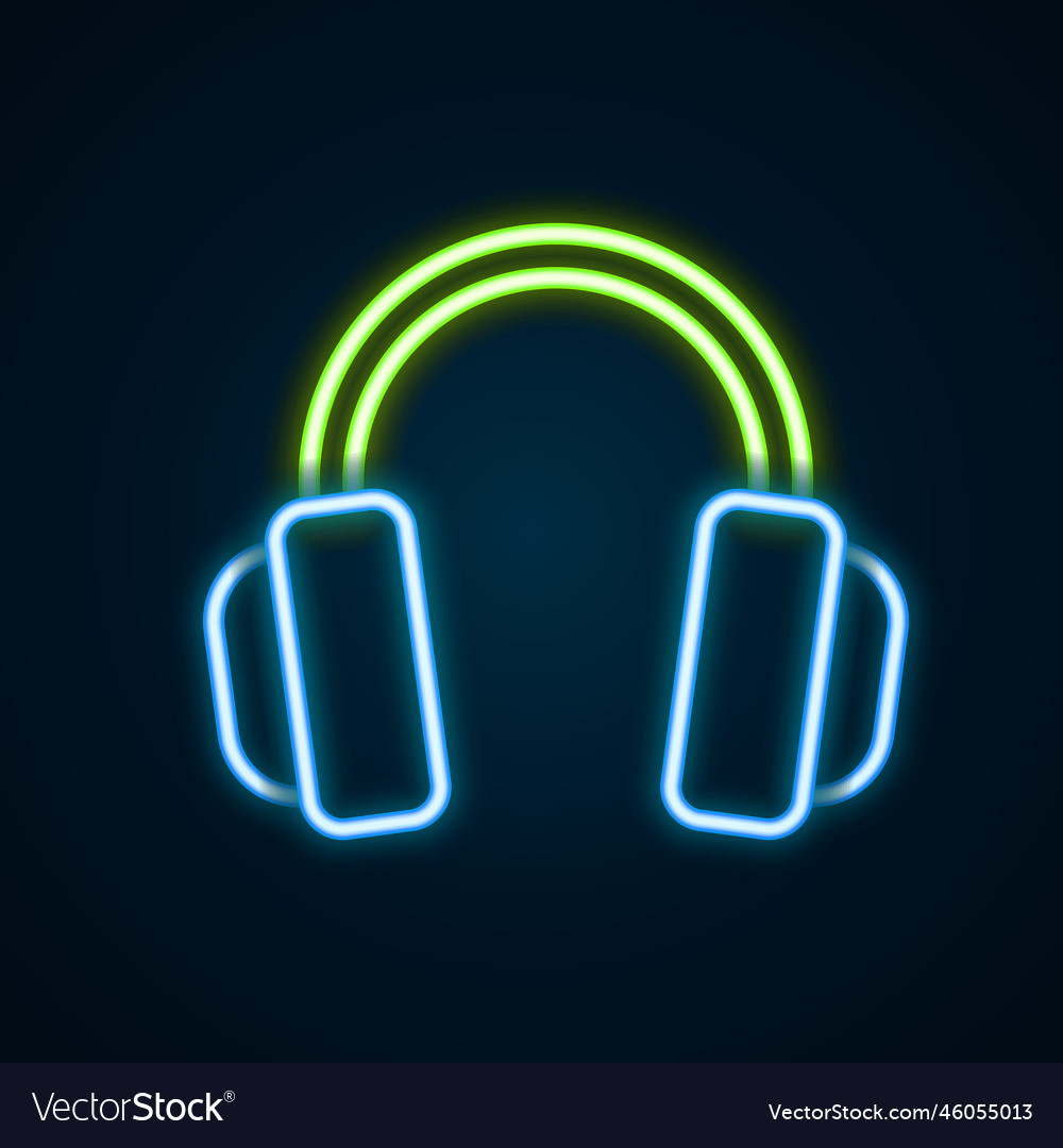 Glowing neon line headphones icon isolated Vector Image