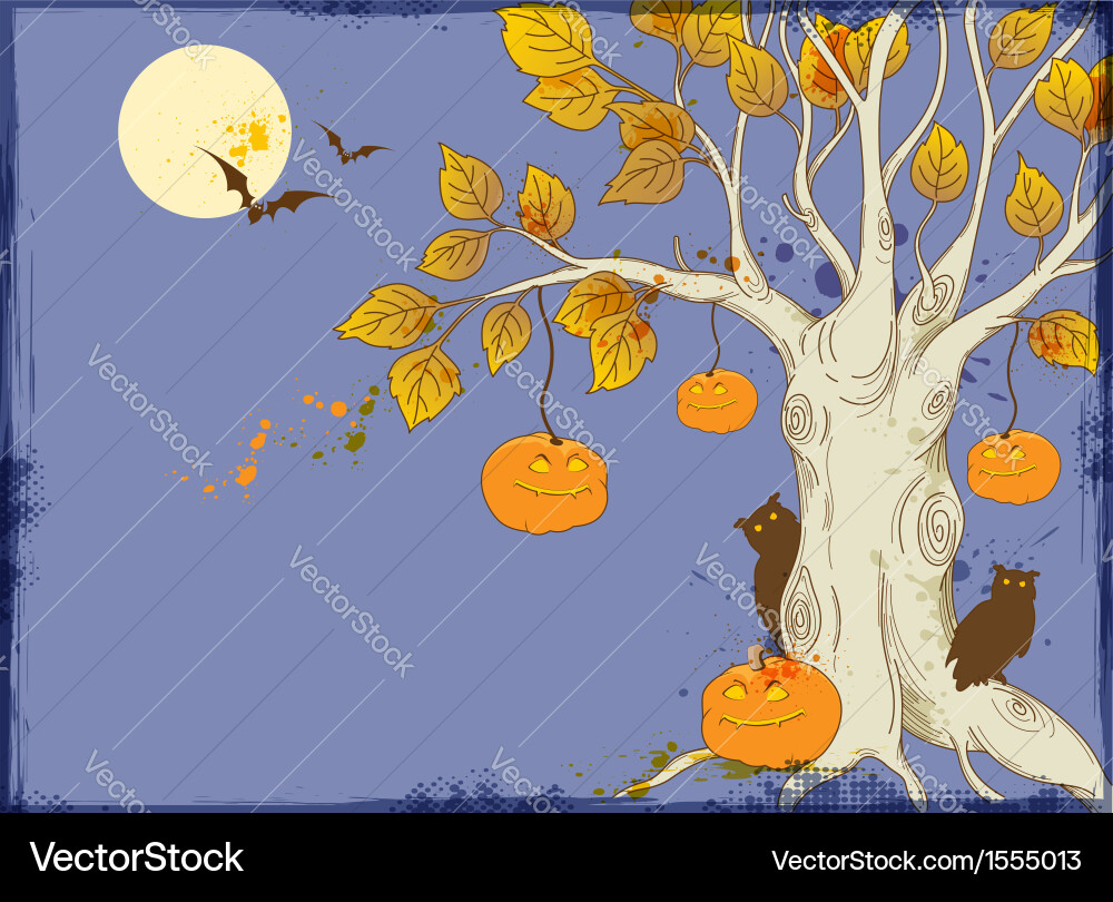 Halloween tree Royalty Free Vector Image - VectorStock