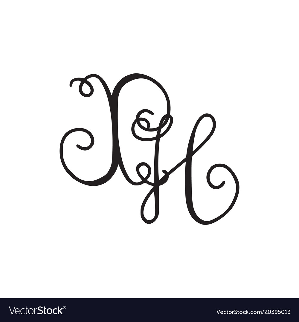 Handwritten monogram xh icon Royalty Free Vector Image