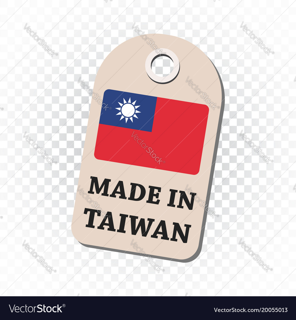 Hang tag made in taiwan mit flag auf isoliert