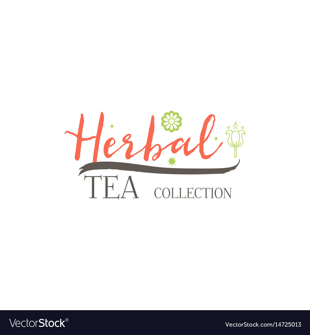 Herbal tea collection badge design sticker Vector Image