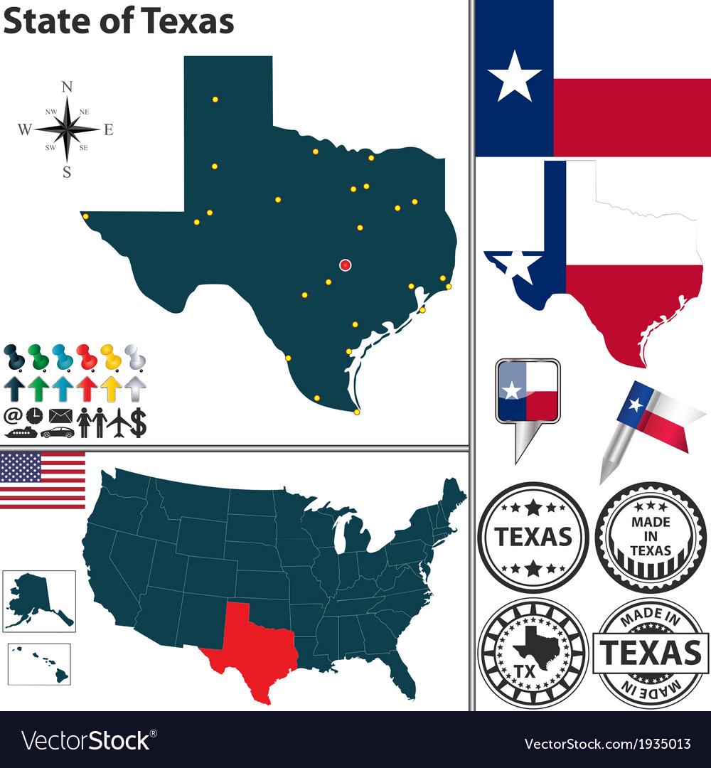 Map Of Texas Royalty Free Vector Image Vectorstock 5640