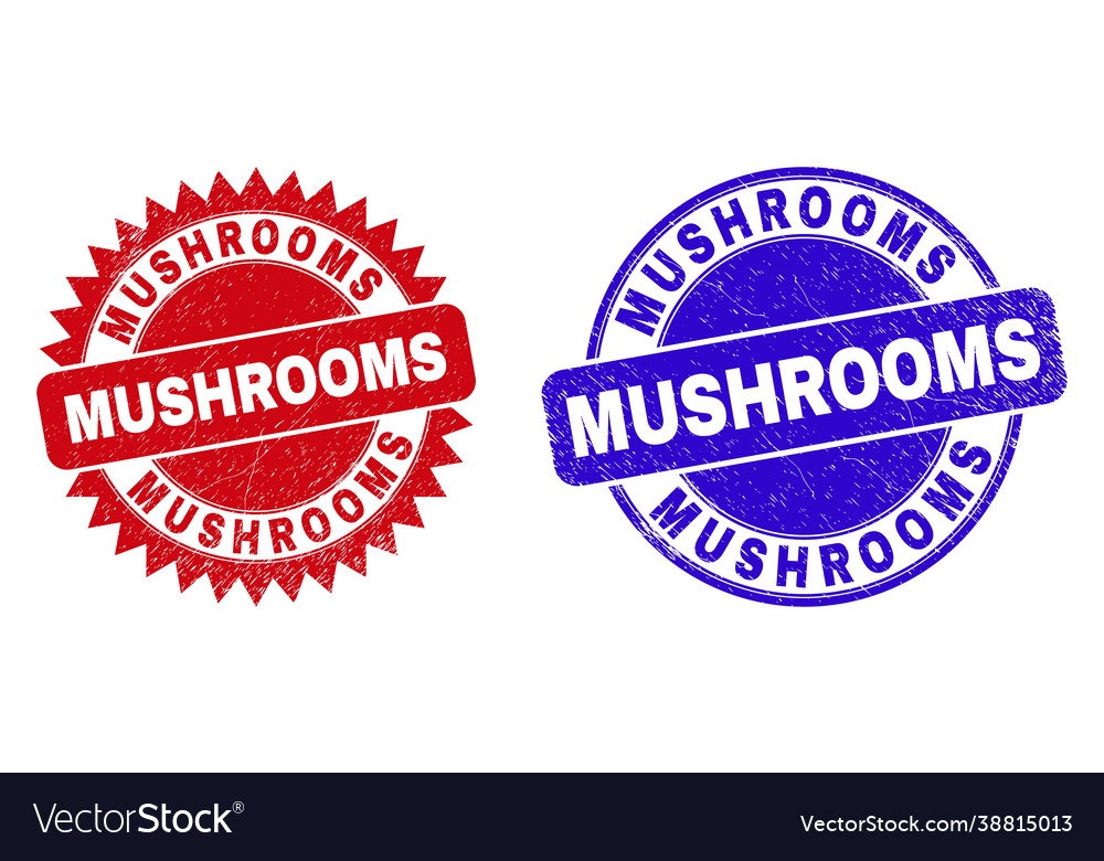 Mushrooms rounded and rosette seals with unclean Vector Image