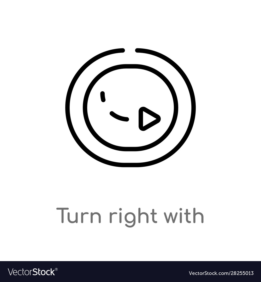 Outline turn right with broken line icon isolated