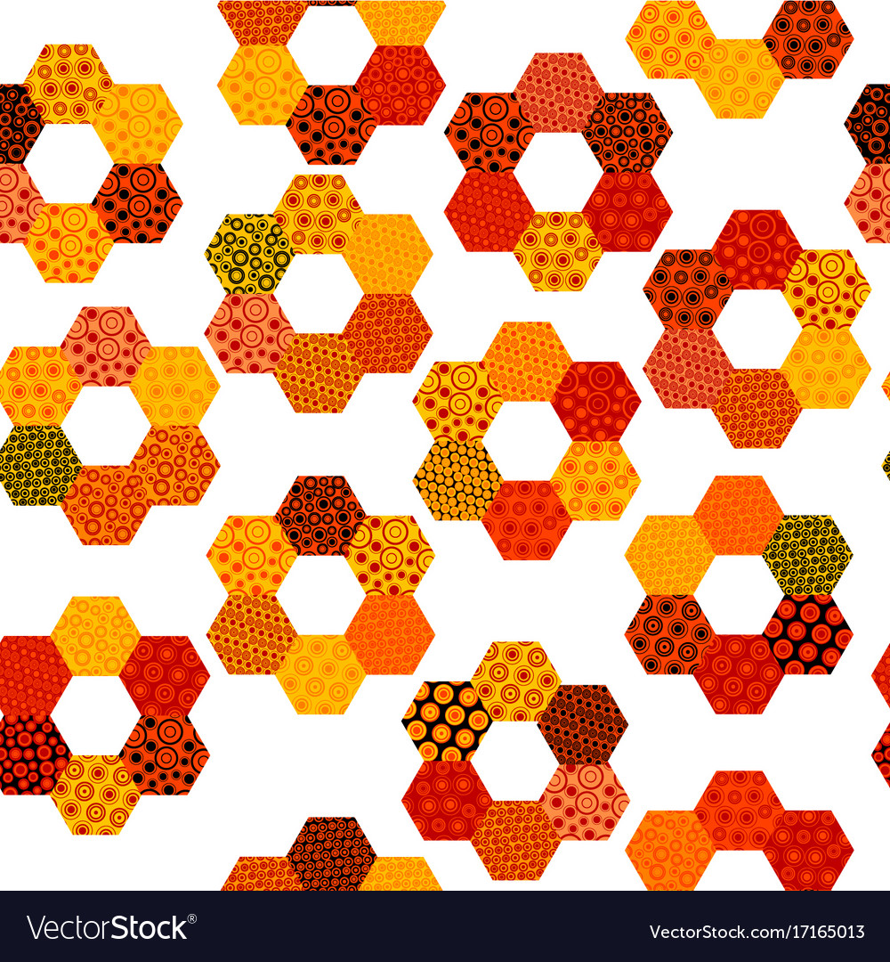 Patchwork pattern with flowers made of hexagonal