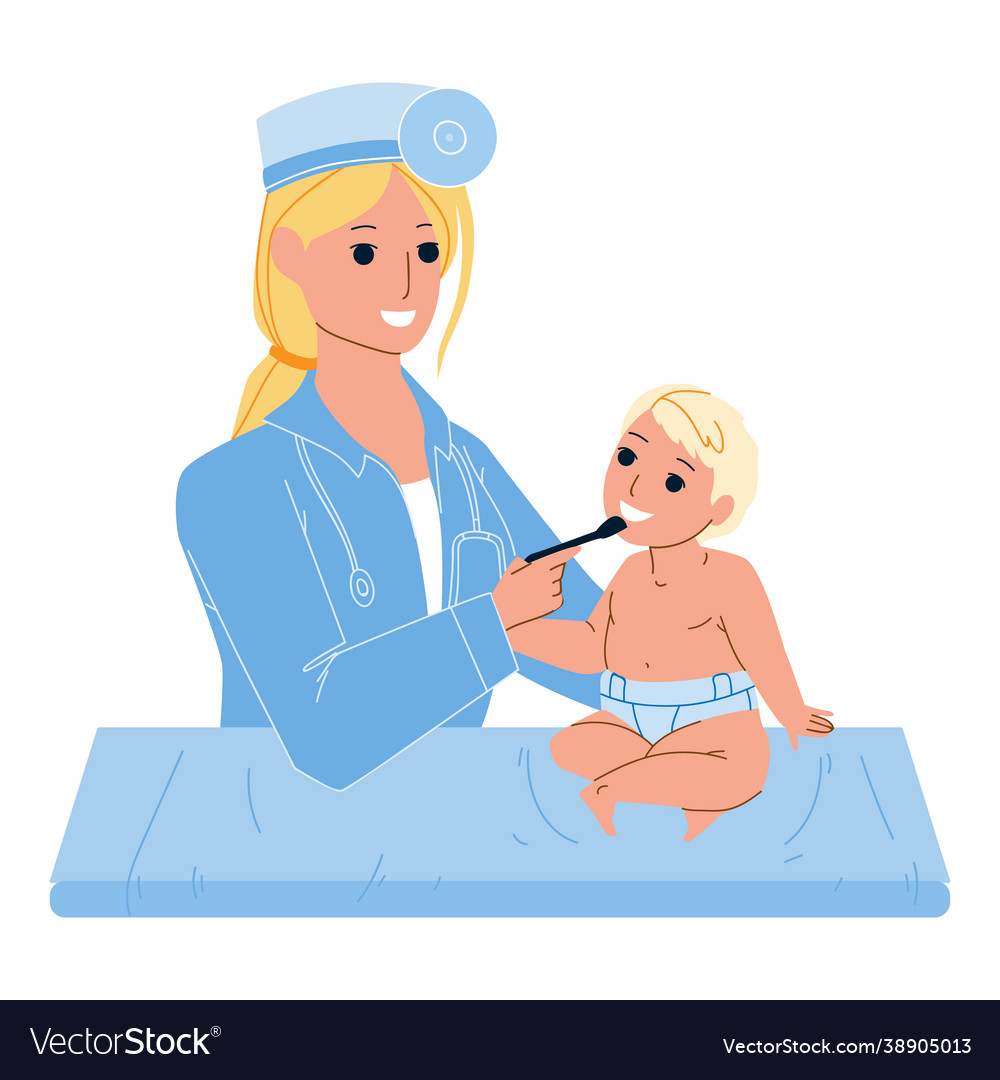 Pediatrician doctor woman examining child Vector Image