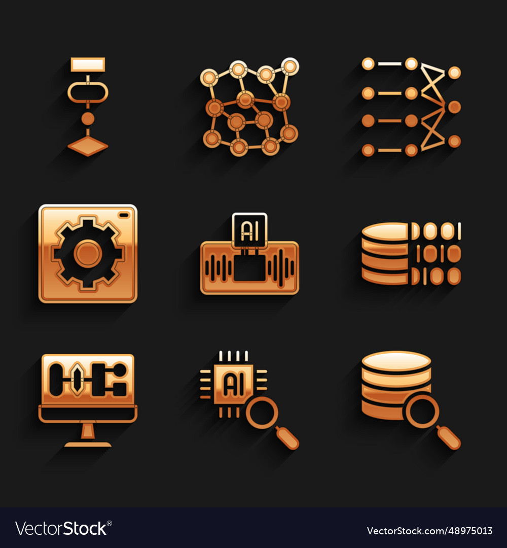Set artificial intelligence ai processor cpu vector image Set artificial intelligence ai processor cpu