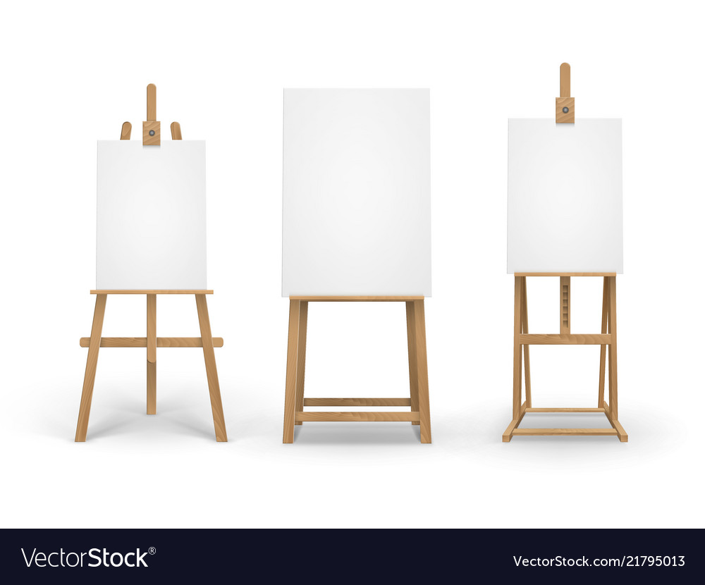 Set of brown sienna wooden easels with mock Vector Image