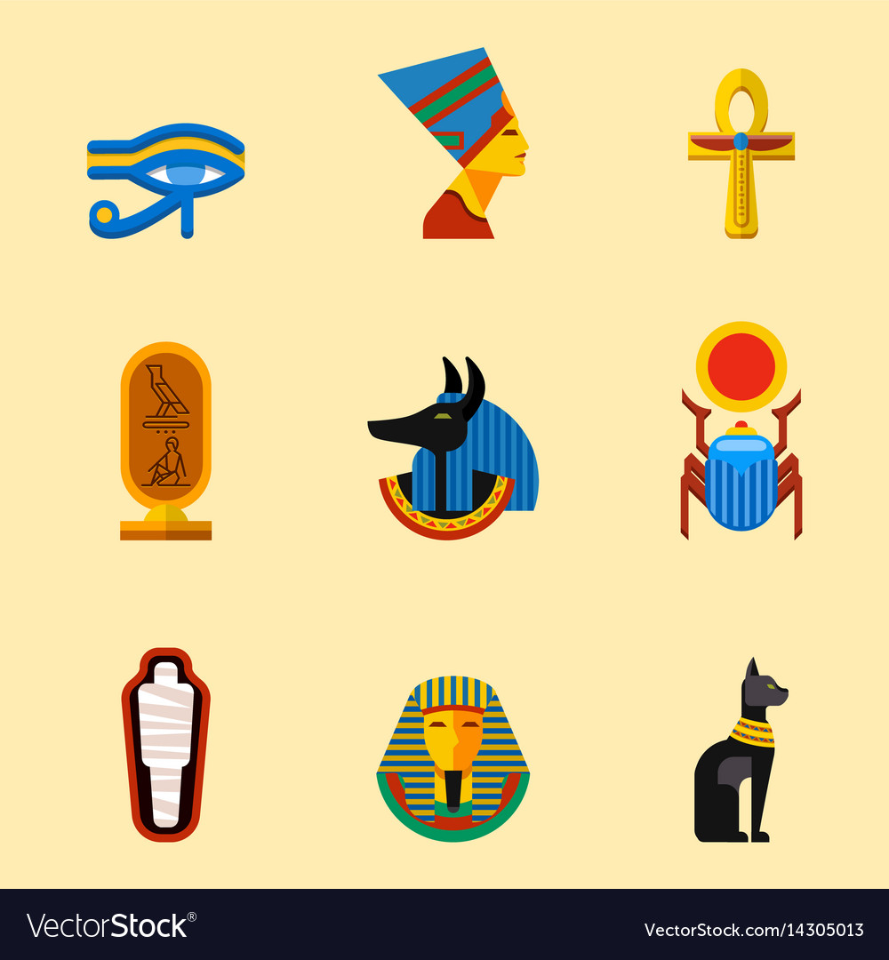 Set Of Flat Design Egypt Travel Icons Royalty Free Vector