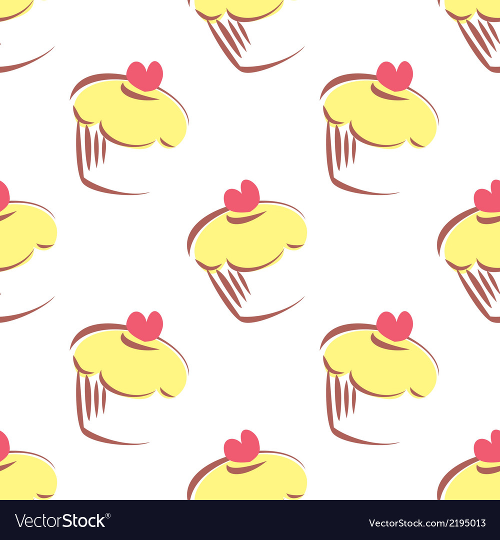 Tile pattern with lemon yellow cupcakes Royalty Free Vector