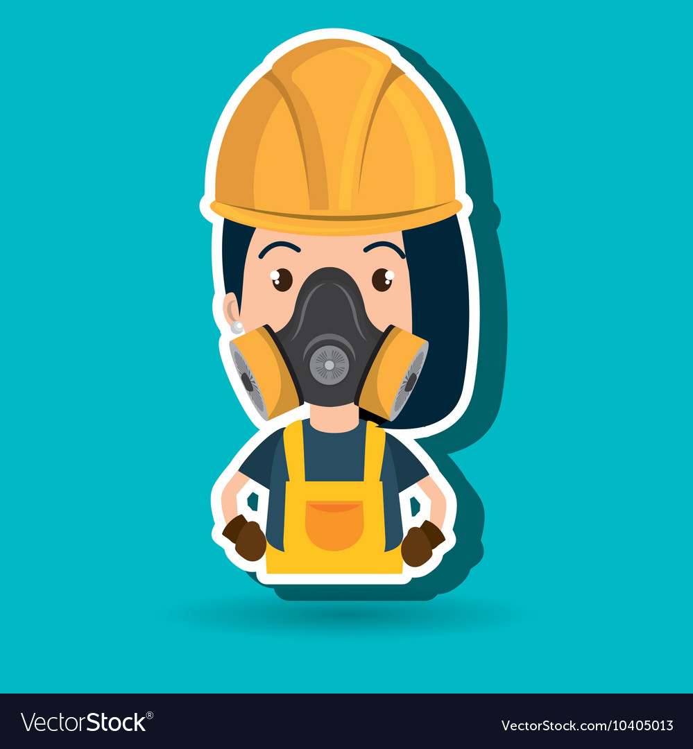 Woman worker mask gas Royalty Free Vector Image