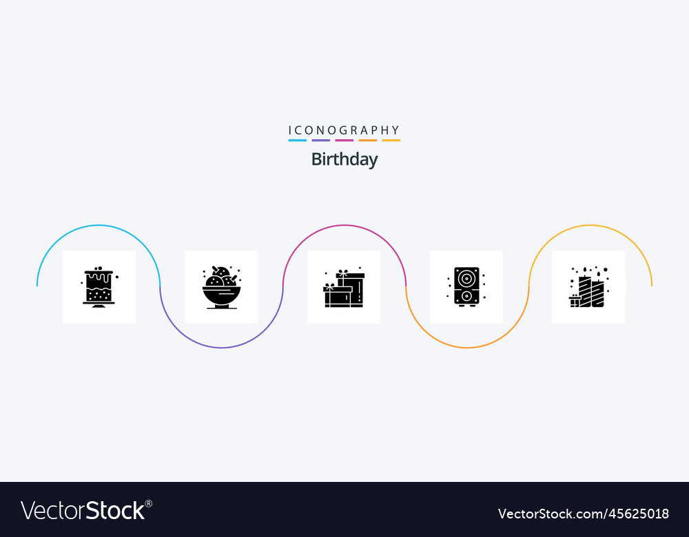 Birthday glyph 5 icon pack including candles