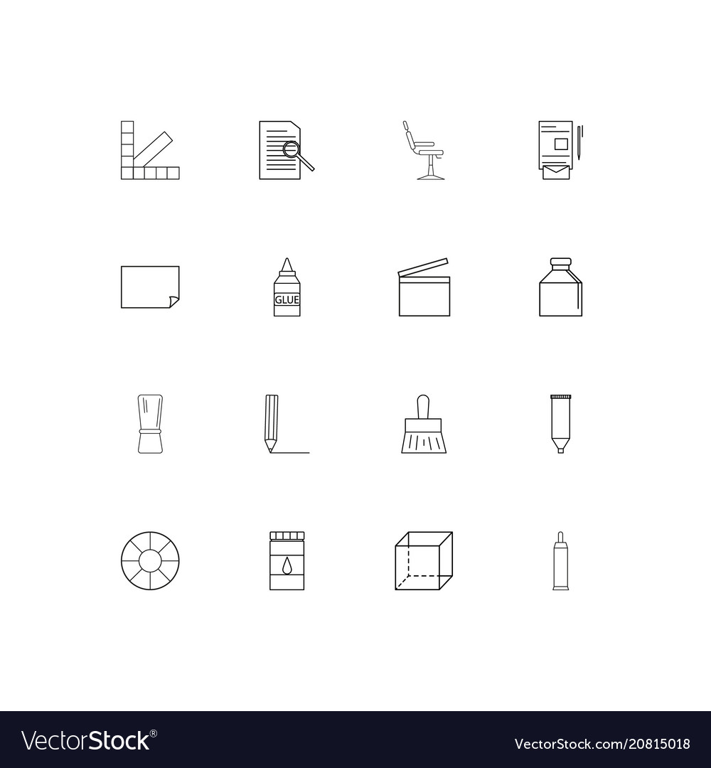 Creative process and design linear thin icons set