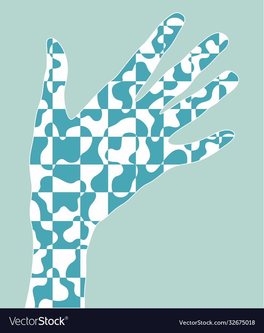 Hand with checkered pattern inside vector image Hand with checkered pattern inside