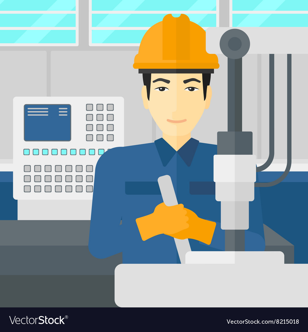 Man working with industrial equipment Royalty Free Vector