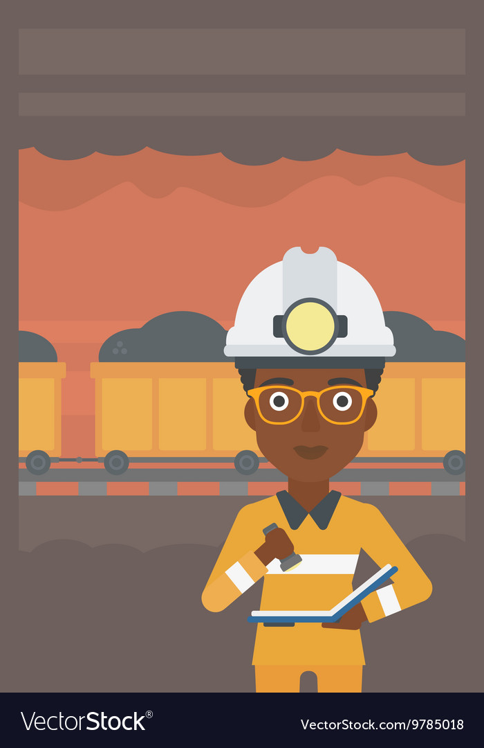 Miner checking documents