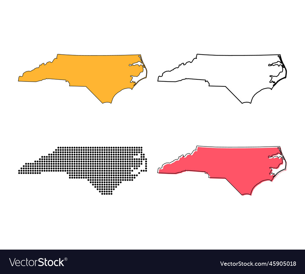 Set Of North Carolina Map United States Royalty Free Vector