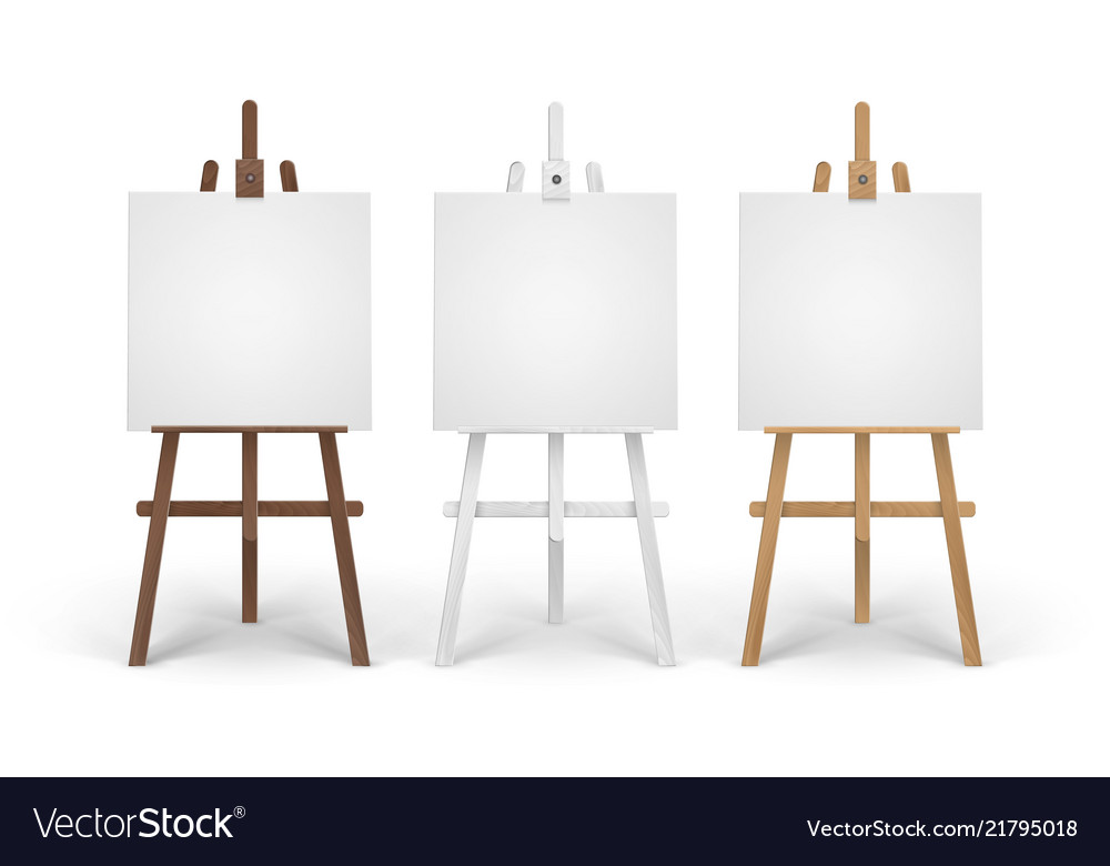 Set of wooden brown white sienna easels