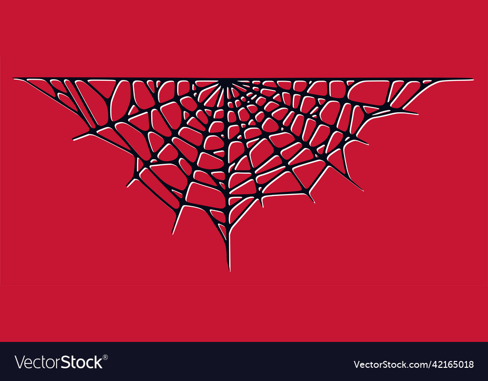 Spider web isolated on red background spooky vector image Spider web isolated on red background spooky