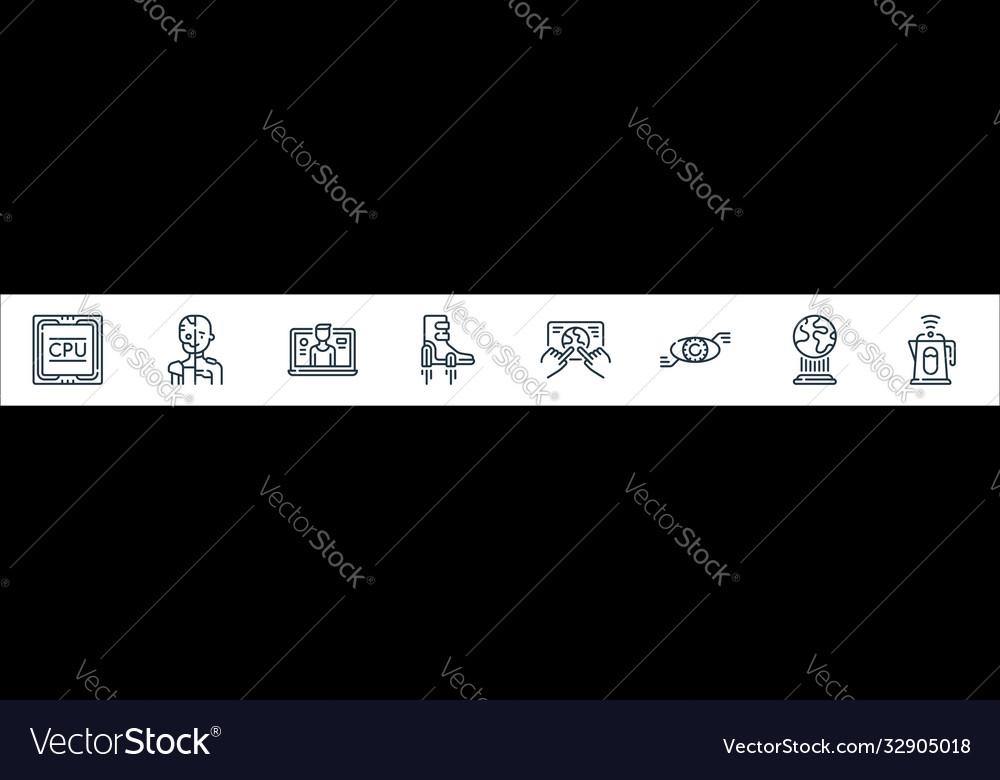 Technologie zukünftige Liniensymbole lineares Set