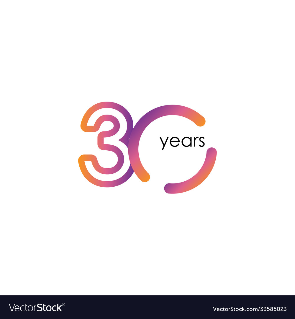 30 years anniversary color full elegant Royalty Free Vector