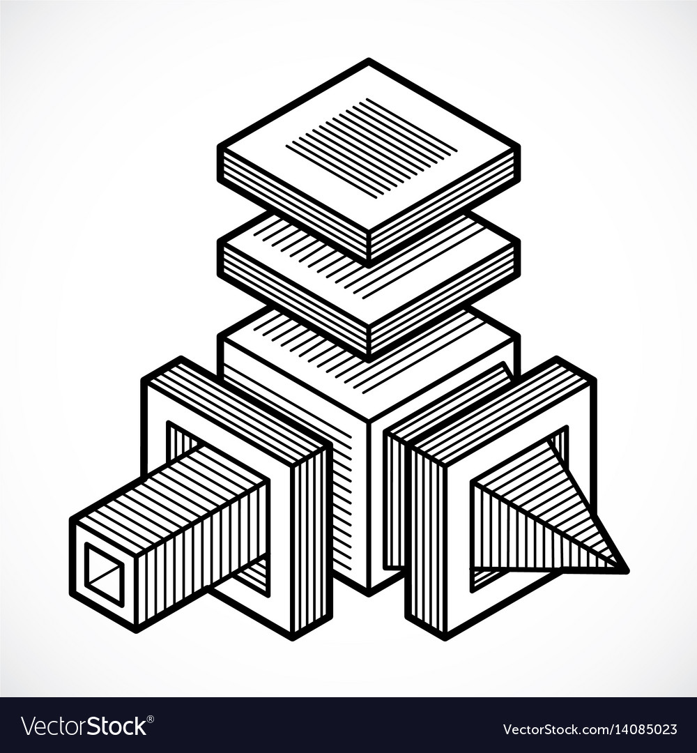 3d engineering abstract shape made using cubes