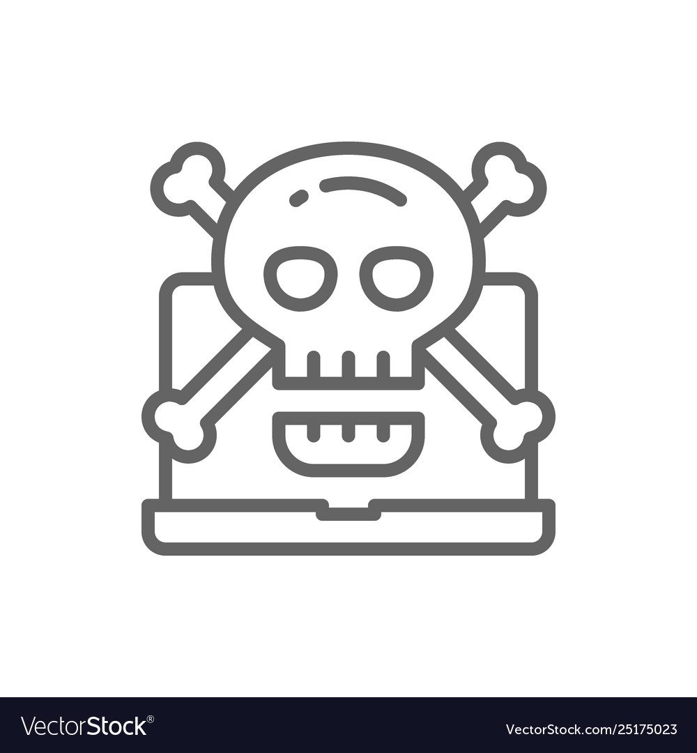 Computer with skull and crossbones symbol virus vector image Computer with skull and crossbones symbol virus