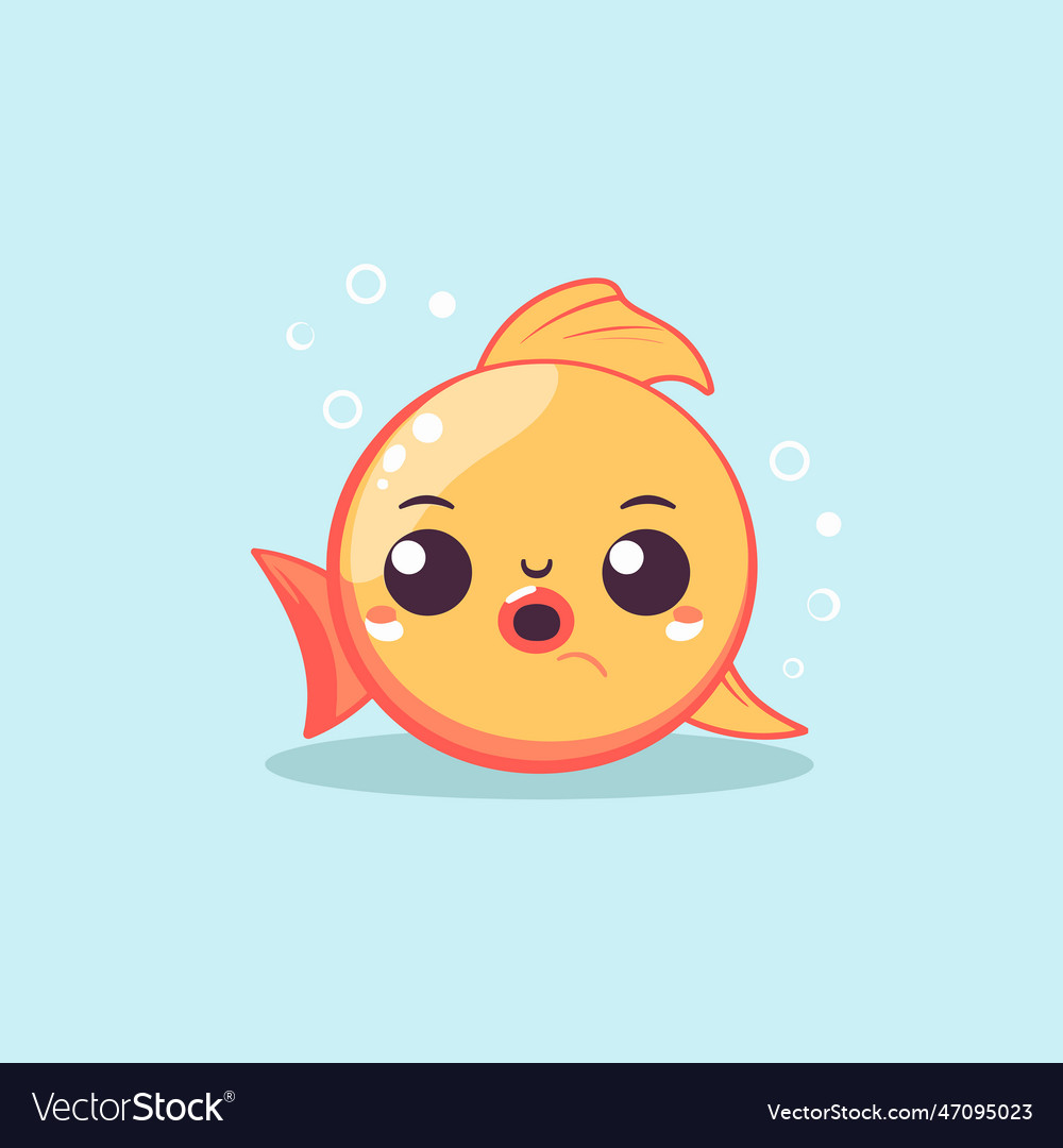 Cute kawaii fish chibi mascot cartoon style