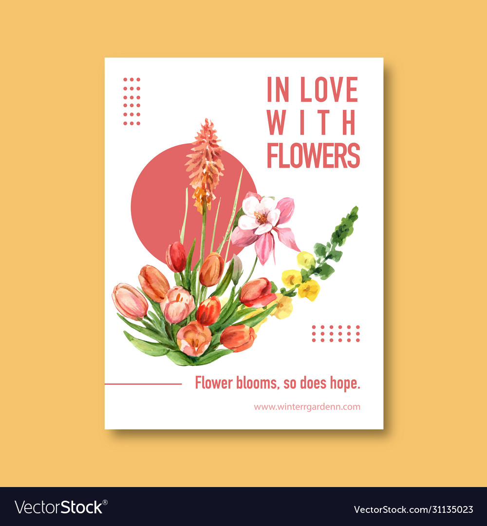 Flower garden poster design with tulip acasia