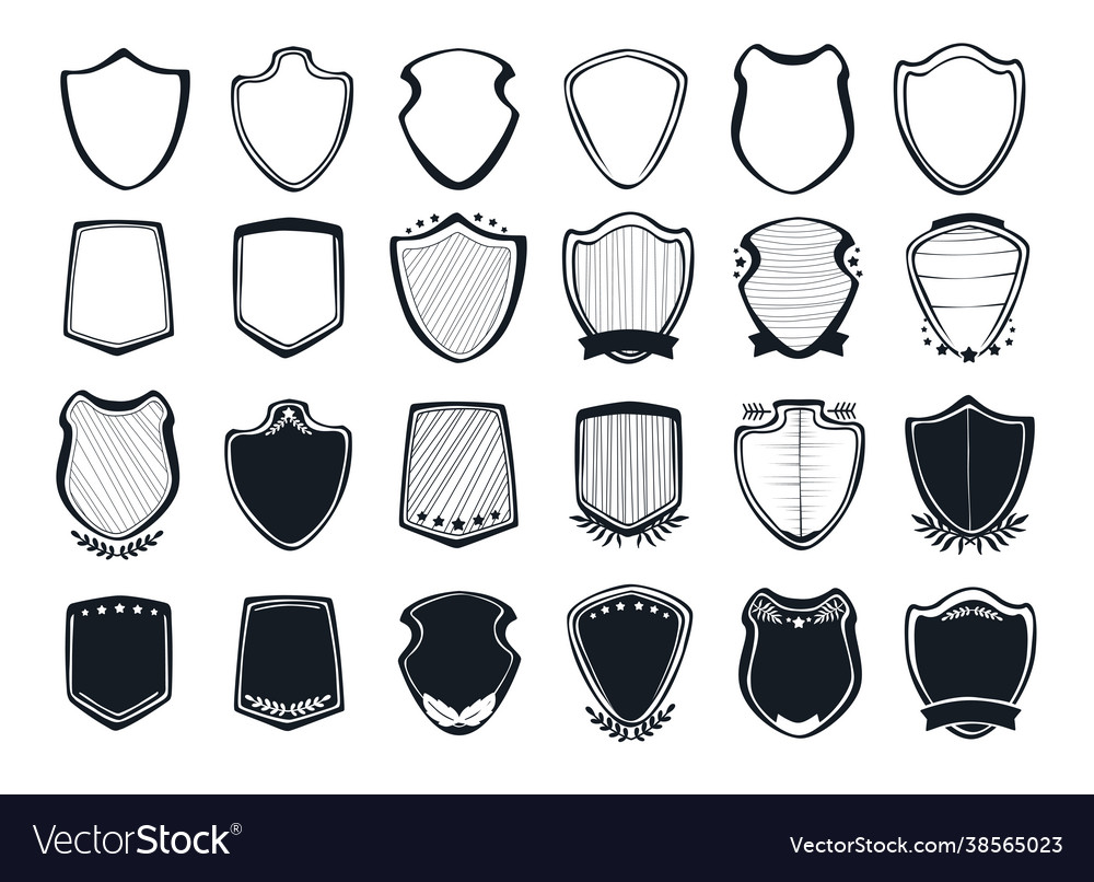 Hand drawn shields set