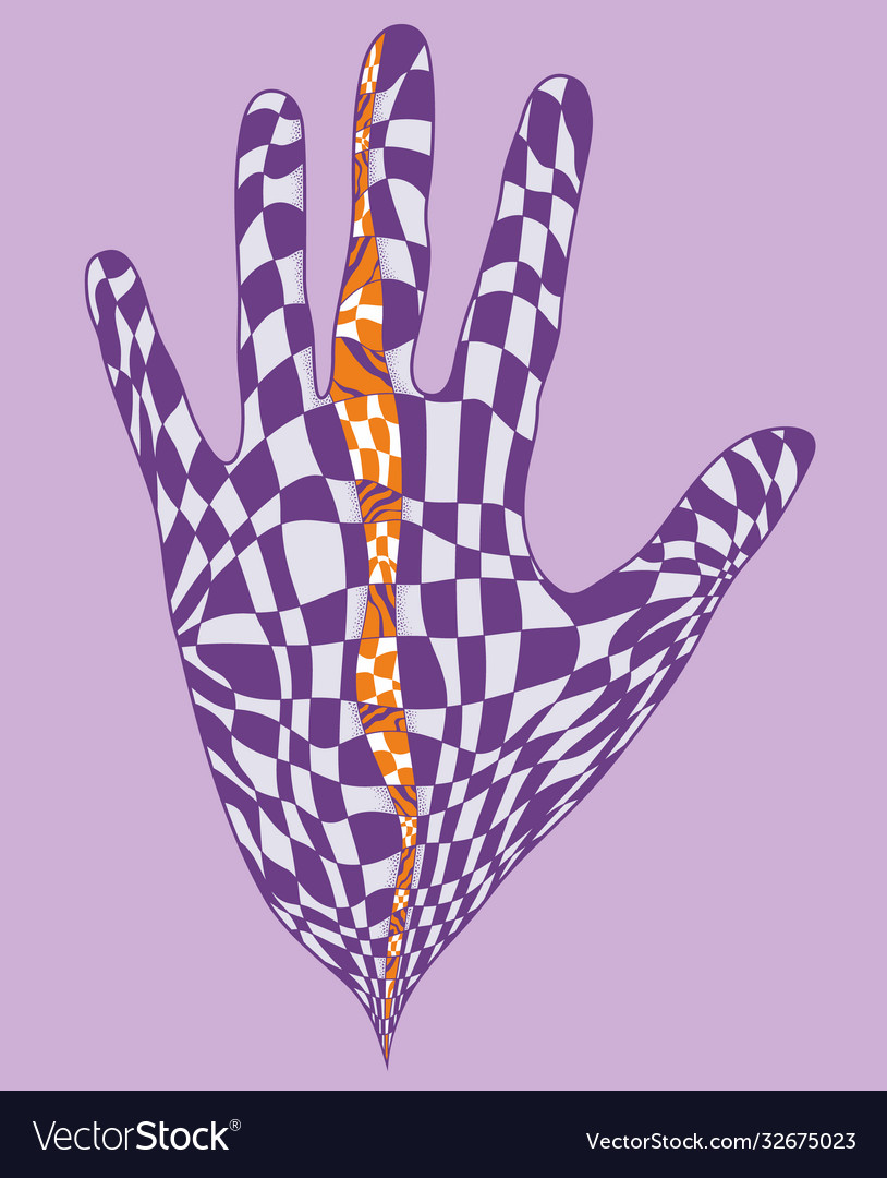 Hand with checkered pattern inside vector image Hand with checkered pattern inside