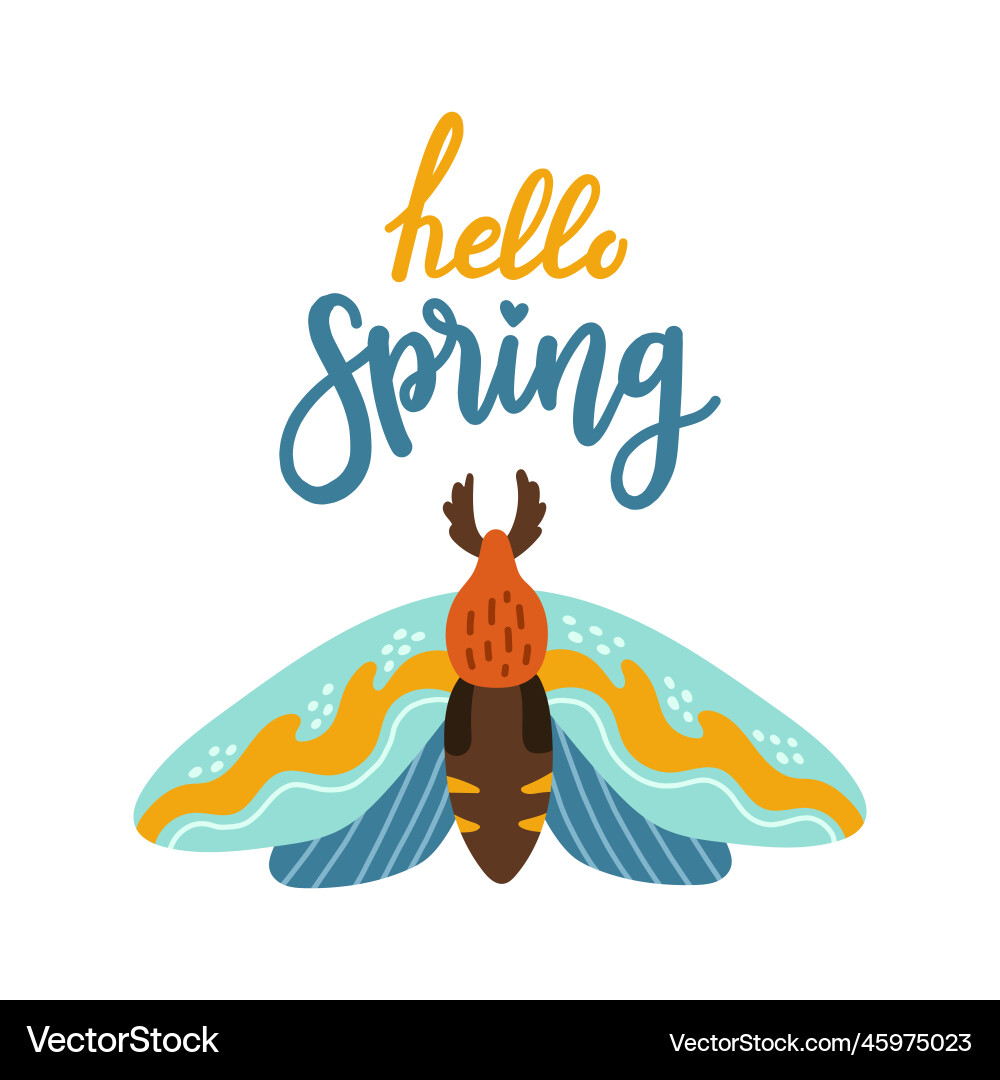 Hello spring hand drawn flat Royalty Free Vector Image