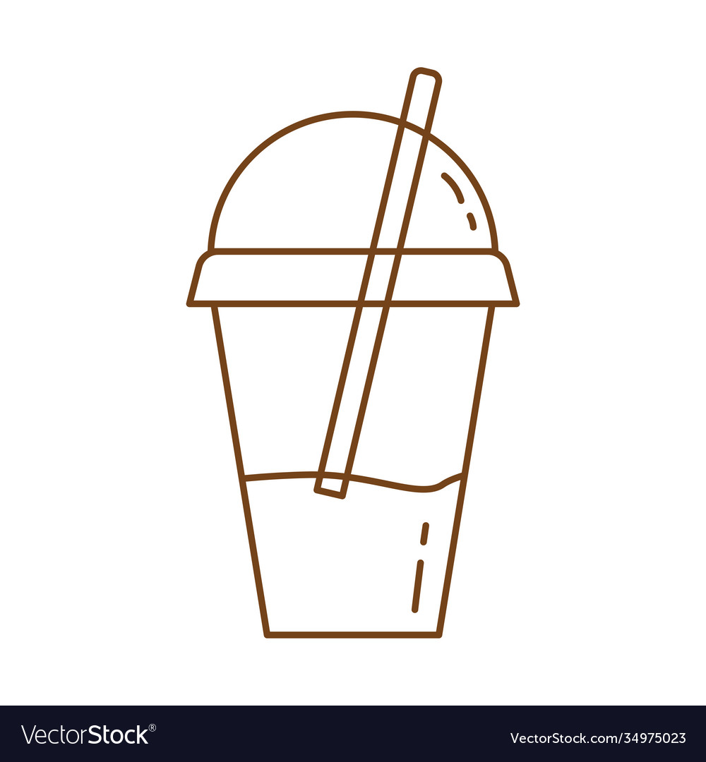 Iced tea in pot with straw line style icon