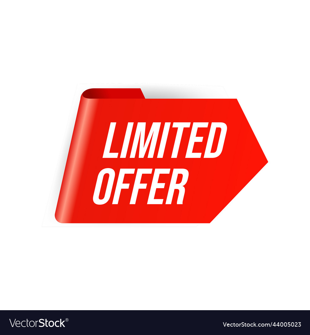 Limited offer red sticker tag isolated on white