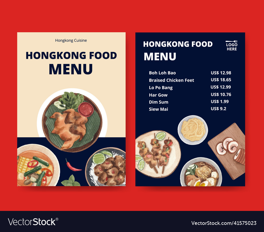 Menu template with hong kong food Royalty Free Vector Image