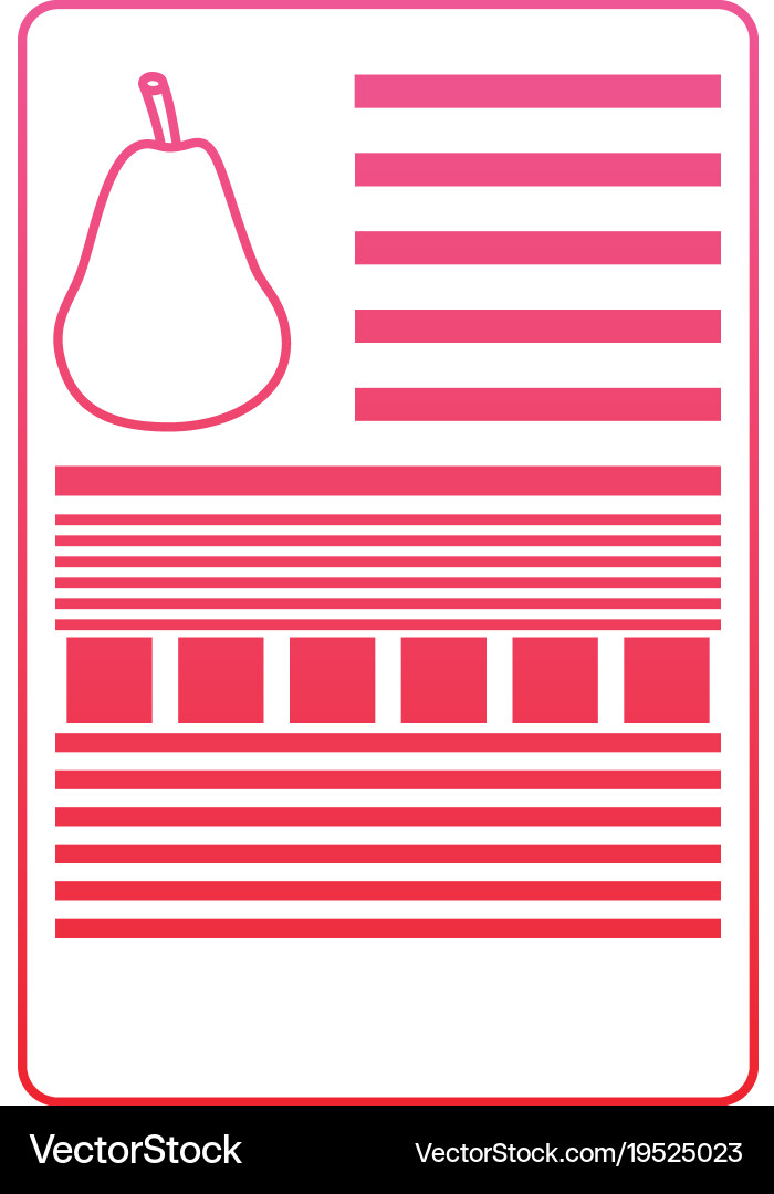 Pear nutrition facts label template Royalty Free Vector