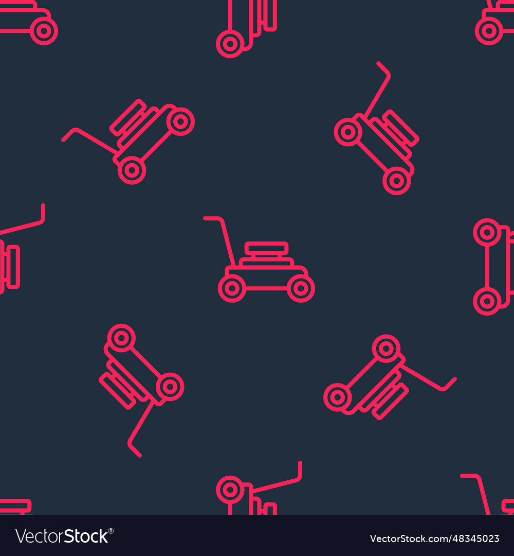 Red line lawn mower icon isolated seamless