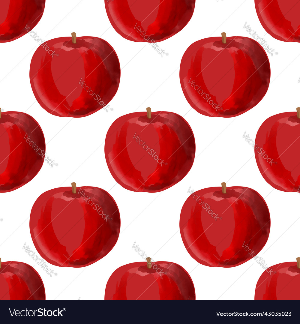 Seamless pattern with red apples