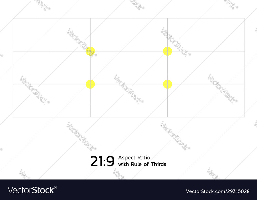 21 9 aspect ratio with rule thirds template Vector Image