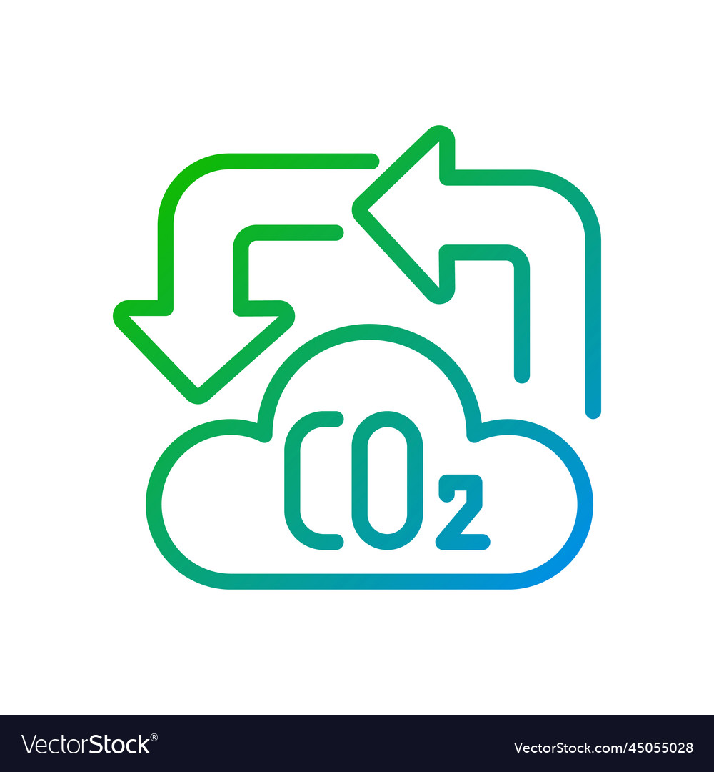 Carbon cycle pixel perfect gradient linear icon vector image Carbon cycle pixel perfect gradient linear icon