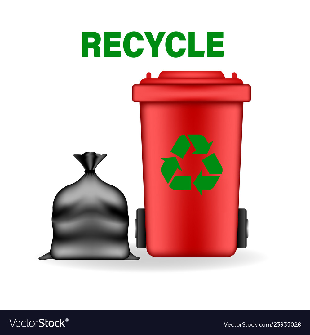 Container and garbage bag isolated background Vector Image