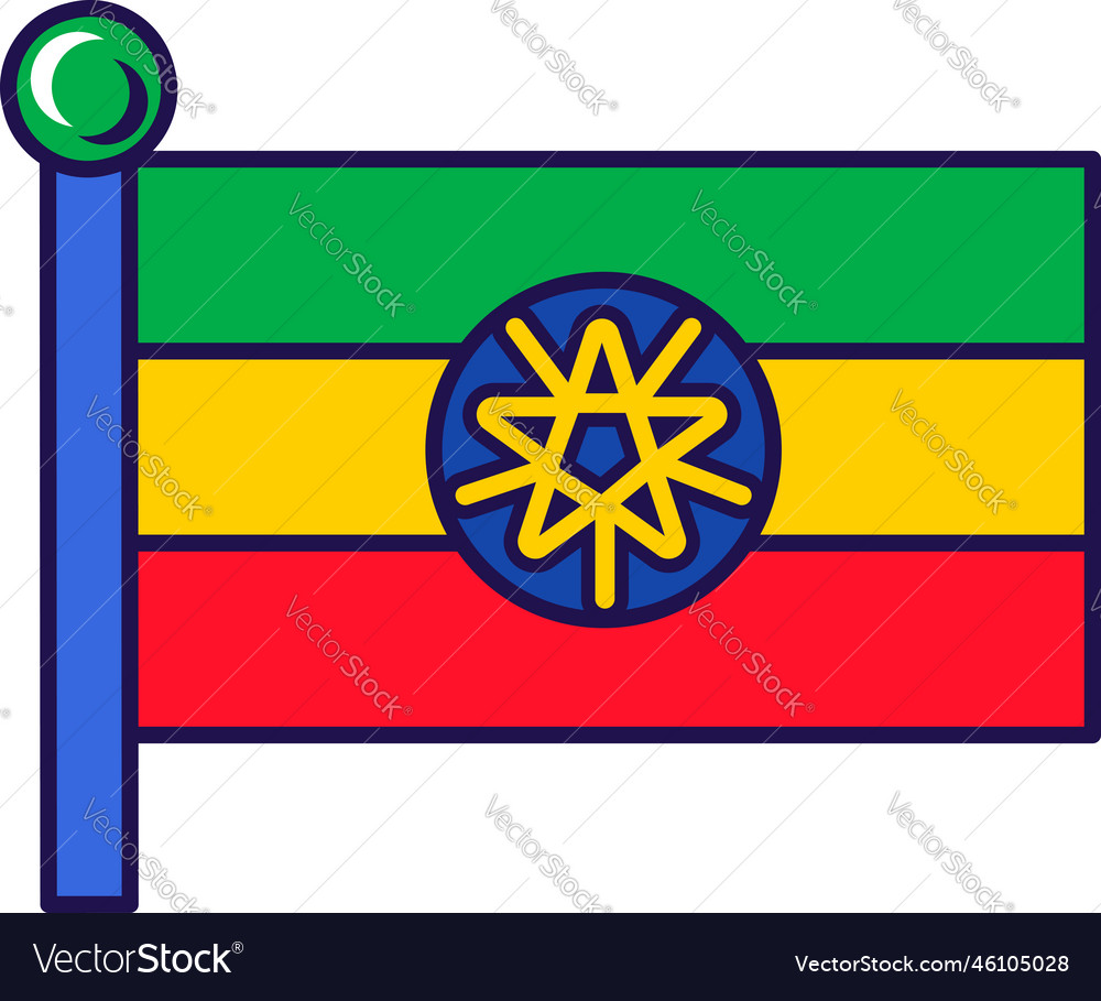 Ethiopia africa country flag on flagstaff