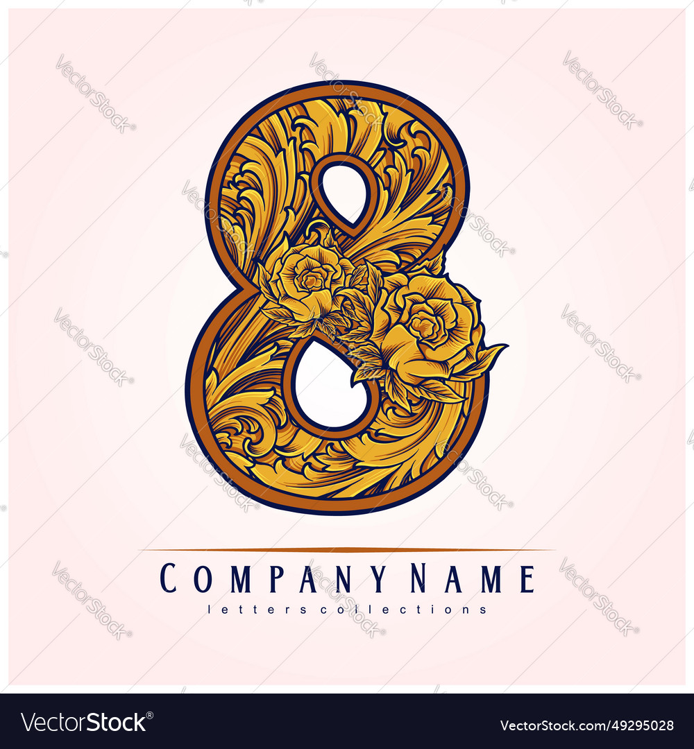 Floral flourish number 8 monogram logo