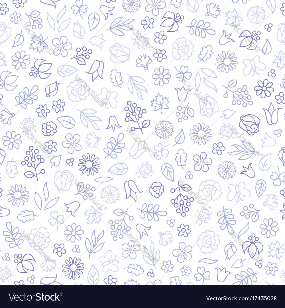 Flower icon seamless pattern floral leaves