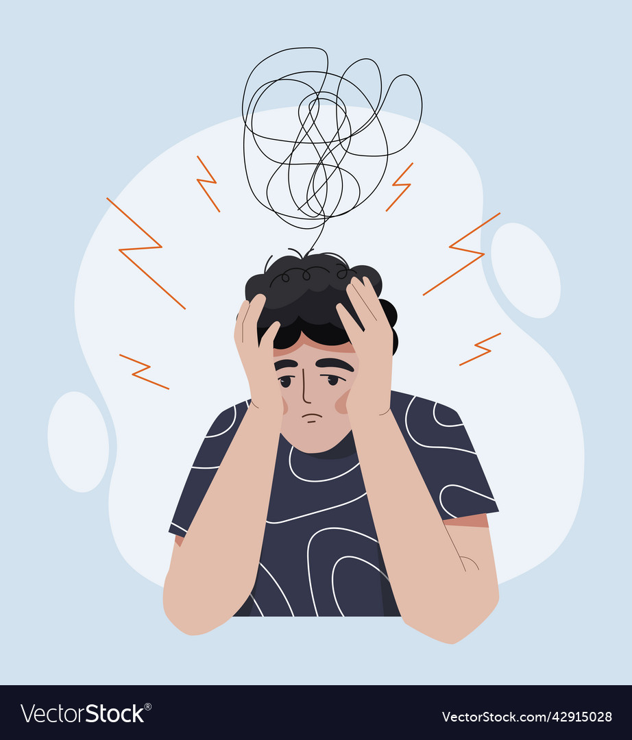 Guy in stress Royalty Free Vector Image - VectorStock