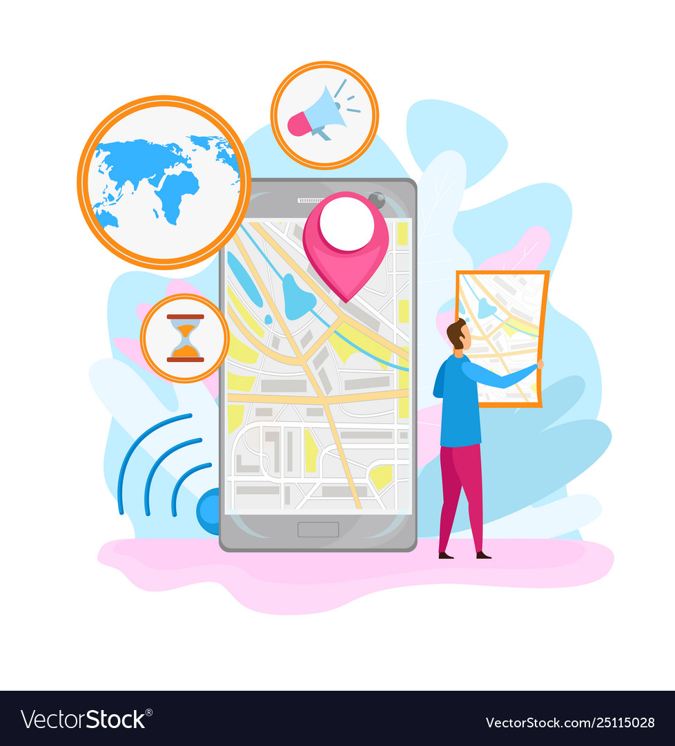 Navigation application flat vector image Navigation application flat
