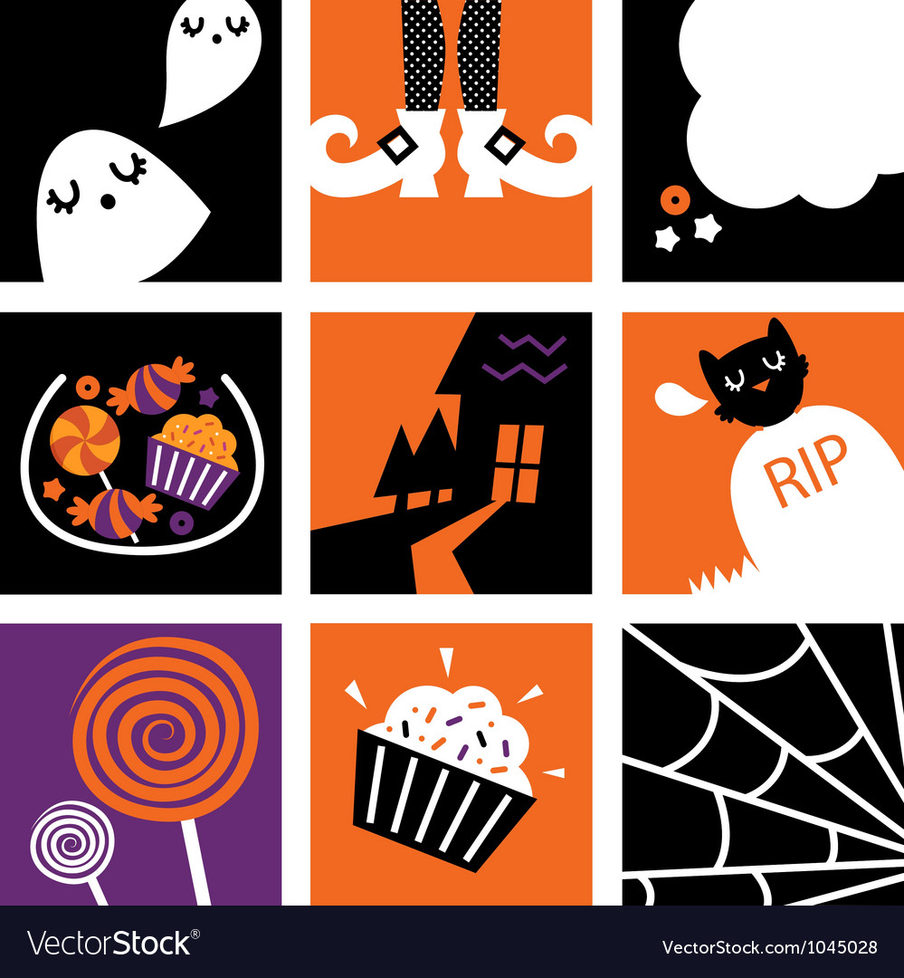 Nine halloween square icons