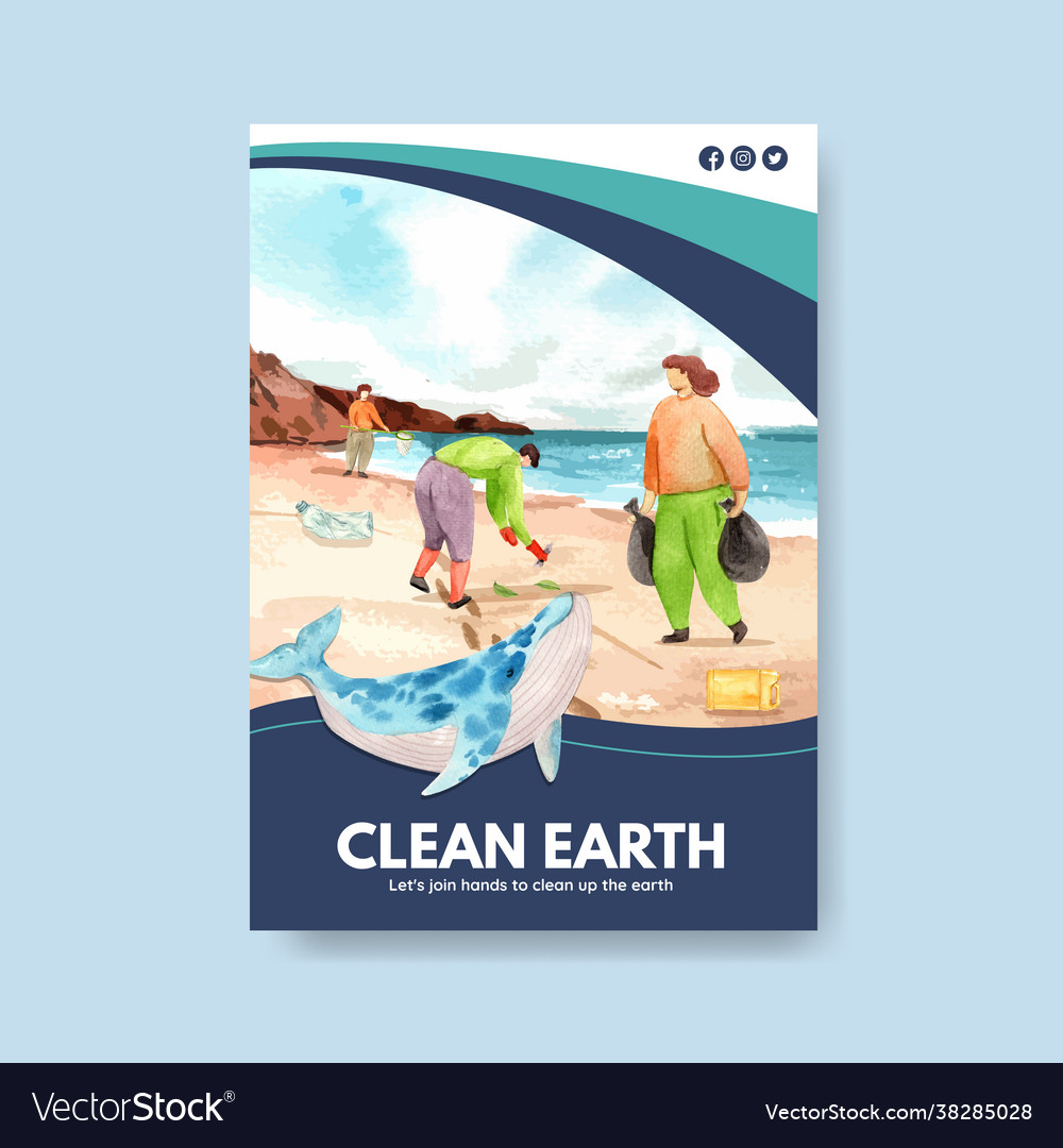 Poster template with earth day concept design