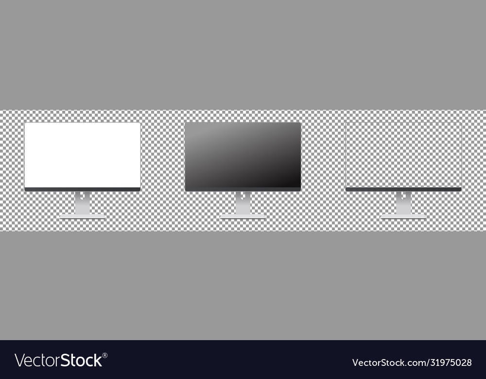 Realistic desktop computer mockup set vector image Realistic desktop computer mockup set